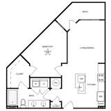 Axis Midtown Apartments in Atlanta, Georgia One Bedroom Floor Plan