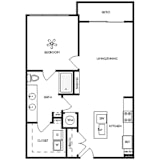Axis Midtown Apartments in Atlanta, Georgia One Bedroom Floor Plan