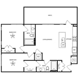 Axis Midtown Apartments in Atlanta, Georgia Two Bedroom Floor Plan