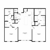 A black and white image of a floor plan for a house.