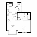 A black and white image of a floor plan for a house.