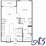 a floor plan with a bedroom and a bathroom