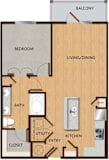 A diagram of a house layout with labeled rooms.