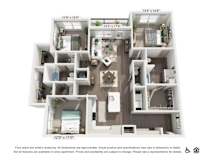 A floor plan of an apartment with various rooms and dimensions.