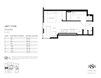A floor plan for a studio apartment with a detailed breakdown of square footage by level.