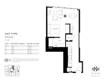 A black and white image of a floor plan for an apartment.