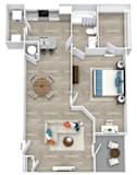 Satori Olathe Apartments in Kansas 1 Bedroom Floor Plan