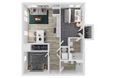 B2 Level 1 Two Bedroom Two Bathroom Floorplan1 at The Clara, Idaho, 83616