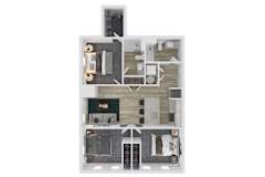 B3 Level 1 Three Bed Two Bath Floor Plan at The Clara, Eagle, Idaho