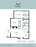 Two bedroom 2 bath floorplan at Edgewater Apartments, Idaho
