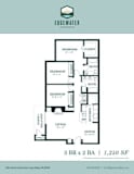 Three bed two bathroom floorplan with walk-in closet at Edgewater Apartments, Idaho, 83703