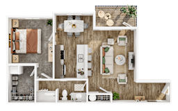 1Bed 1Bath Floorplan at Silverbrook Apartments, Kalispell