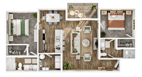 2Bed 2Bath Floorplan at Silverbrook Apartments, Kalispell, Montana 59901