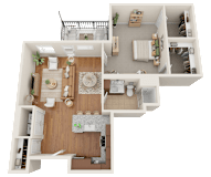 A6, 1 bed 1 bath floor plan at Sylvan Uptown, Colorado, 80203