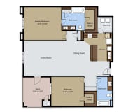 2 bed, 2 bath Cha Cha Floor Plan