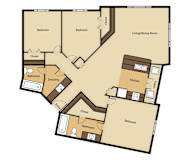 3 bed, 2 bath Jive floor plan