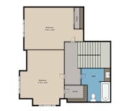 2 bed, 1 bath Rumba floor plan