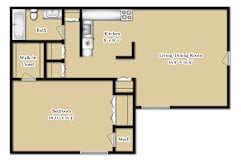 1Bed 1Bath Floor Plan at Potomac Ridge Apartments, Woodbridge, 22191