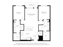 A black and white floor plan of a two bedroom apartment.