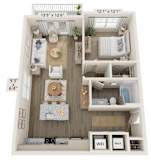 a 2 bedroom floor plan with a bathroom and a living room