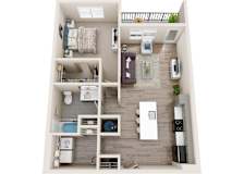 a floor plan of a bedroom with a bathroom and a living room