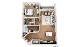 a floor plan of a house with a bedroom and a living room