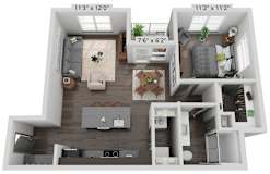 a 2400 sq ft floor plan with a bedroom and a living room