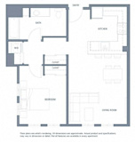 One bed one bath floorplan with closets at Aventine Apartments, Hercules