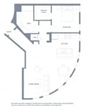 1 bedroom one bathroom floorplan with balcony at Aventine Apartments, California