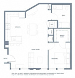 1 bed one bathroom floorplan with walk-in closet at Aventine Apartments, Hercules, CA