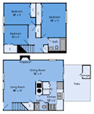 THE MAGNOLIA Floor Plan at Woodbridge Apartments, Louisville, KY, 40242, 1180 Sq. Ft.