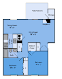 THE OAK Floor Plan at Woodbridge Apartments, Louisville, Kentucky, 900 Sq. Ft.