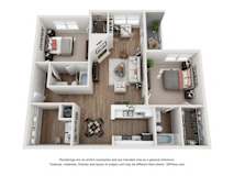 2 Bedroom Floor Plan with 1,060 Sq. Ft. | Briarcliff Apartments Atlanta GA