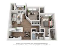 2 Bedroom Floor Plan with 850 Sq. Ft. | Briarcliff Apartments Atlanta GA