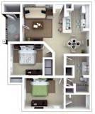 1 Bed 1 Bath Floor Plan with 986 Sq. Ft. at Roswell Village Apartments Roswell GA
