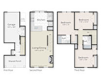 3 Bedroom Floor Plan at The Residences at King Farm, Rockville, MD