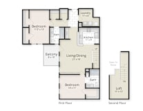 2 Bed 2 Bath Floor Plan at The Residences at King Farm, Rockville