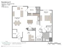 Layout G 1 Bed 1 Bath Floor Plan at The Waverly at Neptune, Neptune, NJ