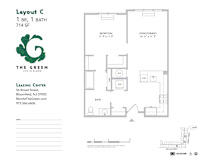 1 Bedroom 1 Bath Floor Plan at The Green at Bloomfield, Bloomfield, NJ, 07003