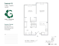 Layout G 1 Bedroom 1 Bathroom Floor Plan at The Green at Bloomfield, Bloomfield, NJ