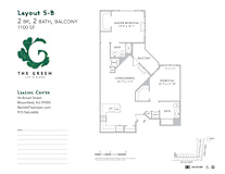 Layout S-B 2 Bed 2 Bath Floor Plan at The Green at Bloomfield, New Jersey, 07003
