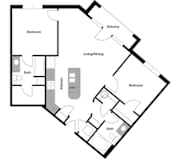 Epic B2 Floor Plan at Epic Apartments, Denton, 76210