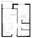 The Rainier 1-bedroom floor plan
