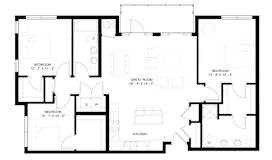 The Vermilion A 3-bedroom floor plan layout