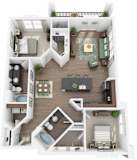 2 Bed 2 Bath Floor Plan with 1,140 Sq. Ft. at Ridge at Thornton Station Apartments, Colorado, 80229