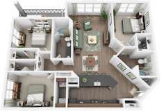 3 Bed 2 Bath Floor Plan with 1,348 Sq. Ft. at Ridge at Thornton Station Apartments, Thornton