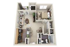 1 Bed 1 Bath  Floor Plan | 691 Sq. Ft. at Carrington at Barker Cypress Cypress TX