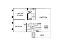 1 bedroom floor plan | River Oaks Apartments in Oceanside, CA