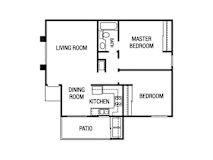 1 bedroom floor plan | River Oaks Apartments in Oceanside, CA