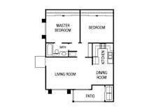 1 bedroom floor plan | River Oaks Apartments in Oceanside, CA